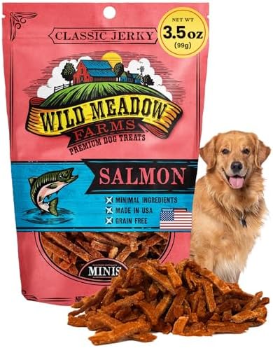 Wild Meadow Farms - Classic Salmon Minis, Soft Jerky Training Treats for Dogs, Grain-Free, All-Natural & Perfectly Sized for Training, High-Value Rewards in a Convenient 3.5 Ounce Pouch
