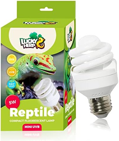 LUCKY HERP Mini UVA UVB Reptile Light 5.0 5W, UVB Bulb for All Tropical and Sub Tropical Reptiles, Compact Fluorescent Reptile UVB Bulb for Chameleons, Turtle, Gecko, Lizard, etc.