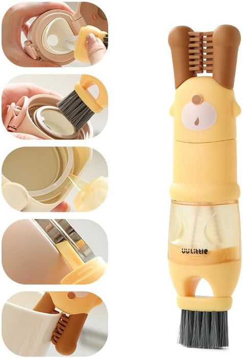 3 in 1 Cup Lid Cleaning Brush, Multifunctional Crevice Portable Cup Lid Cleaning Brush for Bottle Gap Tight Spaces Cup (D-Yellow)