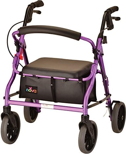 NOVA Medical Products Zoom Rollator Walker with Seat Height, Purple