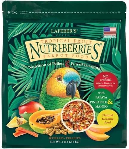 LAFEBER'S Tropical Fruit Nutri-Berries Pet Bird Food, Made with Non-GMO and Human-Grade Ingredients, for Parrots, 3 lb