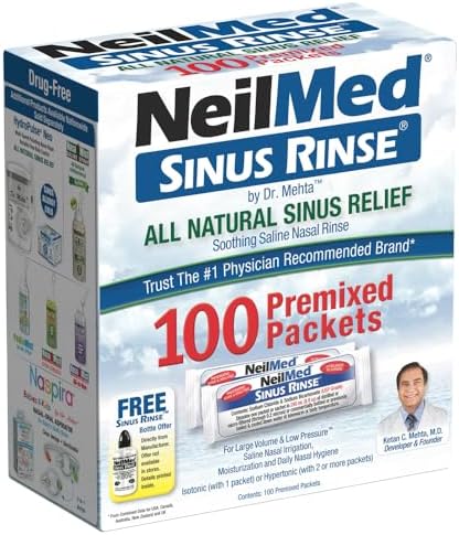 NeilMed Sinus Rinse All Natural Relief Premixed Refill Packets 100 Count (Pack of 1)