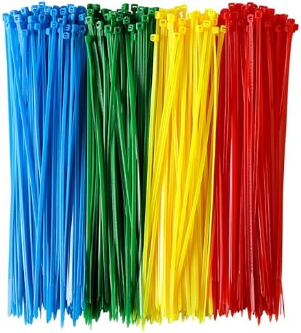 400 PCS Small Colored Zip Ties 4 Inch Multi-Color Zip Wire Tie for Deco Mesh Wreath Supplies UV Resistant Strong Nylon Cable Ties, Self-Locking 4" Tie Wraps (4 Inch)