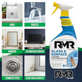 RMR - 2-in-1 Glass and Surface Cleaner Plus Repellent, Streak-Free Multi-Surface Treatment, Cleans & Repels Water Spots, Soil, & Stains, 32-Fluid Ounce Spray Bottle