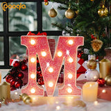 Pooqla LED Marquee Letter Lights, Light Up Pink Letters Glitter Alphabet Letter Sign Battery Powered for Night Light Birthday Party Wedding Girls Gifts Home Bar Christmas Decoration, Pink Letter O