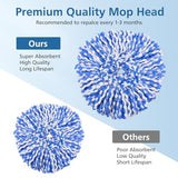 8 Pack RinseClean Spin Mop Replacement Head Refills with 1 Rotating Mop Base Compatible with RinseClean 2 Tank System, Blue Microfiber Mop Refills for Floor Cleaning