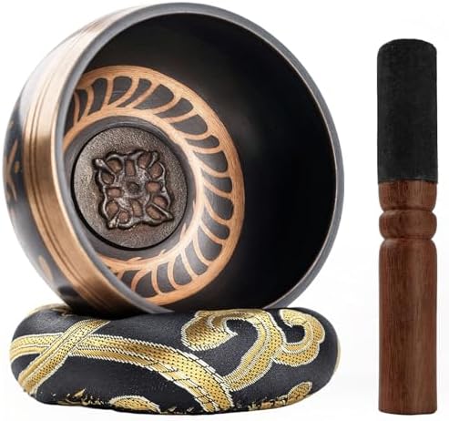 DomeStar 3.3 Inch Tibetan Singing Bowl Set, Hand Hammered Sound Bowls Meditation Set for Yoga Meditation, Sound Therapy, Spiritual Gatherings and Stress Relief