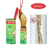 Ckyuna 30 Packs Fly Paper，Fly Strips，Fly Tapes, Fly Trap, Fly Catcher Ribbon,Fly Catcher Trap, Fly Ribbon, Fly Bait
