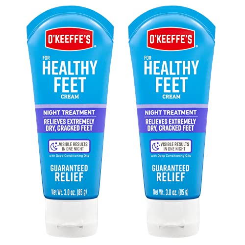 O'Keeffe's for Healthy Feet Night Treatment Foot Cream; Guaranteed Relief for Extremely Dry; Cracked Feet; Visible Results in 1 Night; 3.0 Ounce Tube; (Pack of 2)