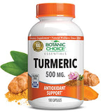 Botanic Choice Premium Turmeric Antioxidant Support - Joint Health Supplement for Adults - 180 Vege Capsules (500 mg each)