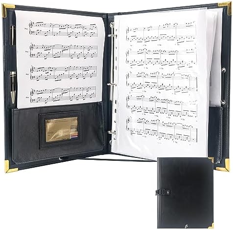 GraduatePro Sheet Music Choir Folder Black, 3 Rings Binder 12.5" x 10" Piano Music Binder with Elastic Band,10 Pockets for Sheets 8.5 * 11/A4