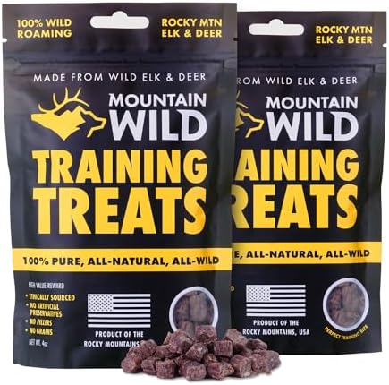 Training Treat Nibs for Dogs, Elk & Deer Protein, Rewards for Effective Dog Training, All Natural, No Fillers, No Artificial Preservatives, Dog Training Treats (4 Ounce, 2, Count)