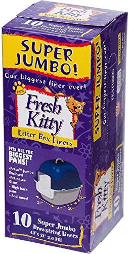 10 Count Fresh Kitty Litter Box Liners Super Thick, Durable, Easy Clean Up Jumbo Drawstring Scented, Bags for Pet Cats