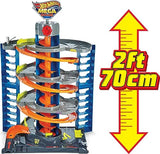 Hot Wheels City Mega Garage Playset with Corkscrew Elevator & Storage for 60+ Cars, Includes 1 1:64 Scale Vehicle, Gift for Kids 4 Years Old & Up, HFH03