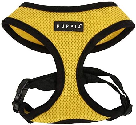 Puppia Soft Dog Harness No Choke Over-The-Head Triple Layered Breathable Mesh Adjustable Chest Belt and Quick-Release Buckle, Yellow, X-Large
