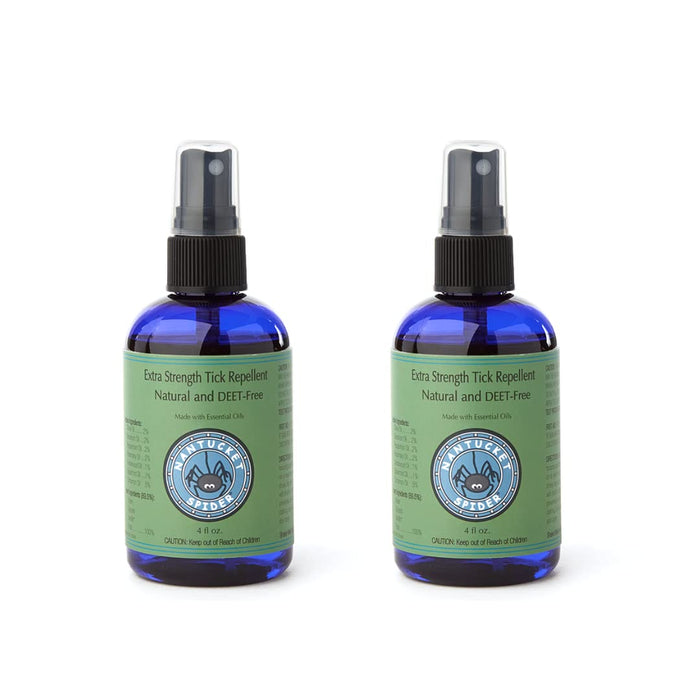 Nantucket Spider Extra Strength Tick Repellent Spray 2 Pack | 4 Ounce Travel Size | Natural Tick Repellent for People | Made in The USA with 100% Organic Essential Oils