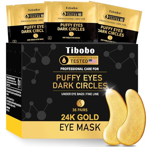 Under Eye Patches (36 Pairs) - Valentines Day Gifts for Women Skin Care - 24K Gold Eye Masks Enriched with Abundant Collagen for Dark Circles, Puffy Eyes, Wrinkles - Vegan & USA Tested