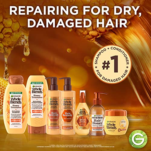 Garnier Whole Blends Honey Treasures Repairing Shampoo and Conditioner Set for Dry, Damaged Hair, 22 Fl Oz (2 Items), 1 Kit (Packaging May Vary)