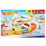 Hot Wheels Toy Cars, 2024 Advent Calendar, 8 1:64 Scale Vehicles, 16 Winter-Themed Accessories & Playmat