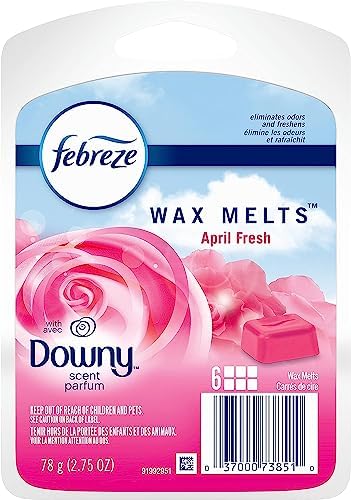Febreze Odor-Fighting Wax Melts Air Freshener Refills with Downy Scent, April Fresh, 6 count