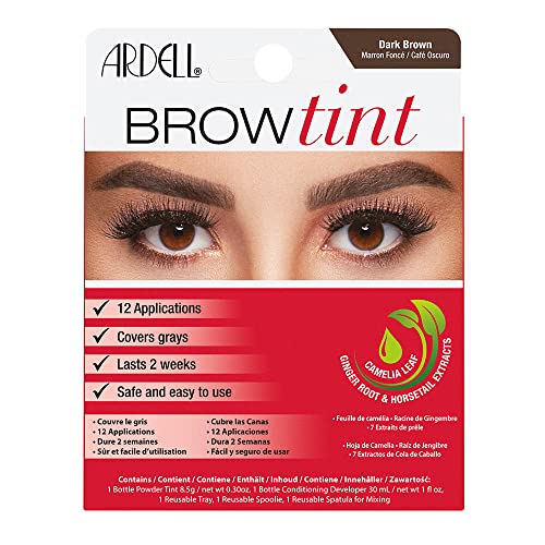 Ardell Brow Tint Kit Dark Brown - Semi-Permanent Eyebrow Dye, Long-Lasting Brow Color with Natural Extracts, Complete Eyebrow Tint Set, 1 Pack