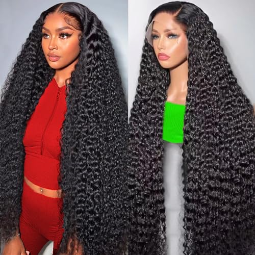 13x6 Deep Wave Lace Front Wigs Human Hair Wigs for Women Deep Curly Lace Front Wig Human Hair HD Lace Frontal Wigs Human Hair Pre Plucked with Baby Hair(26 Inch)