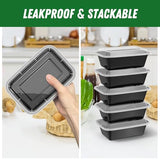 Dealusy 50 Pack (100-Piece) 24 oz Meal Prep Containers Reusable with Lids, Sturdy Leakproof & Food Safe, Microwave, Freezer, Dishwasher Safe Food Prep Containers, To Go Take Out Plastic Food Storage