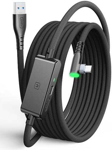INIU Oculus Link Cable with Charging [16ft] for Meta Quest 3s Quest 3 Quest 2/Pro, Pico 4, PC VR, Steam VR, USB 3.0 High Speed Data Cable, USB C Charger Cord for VR Headset Accessories