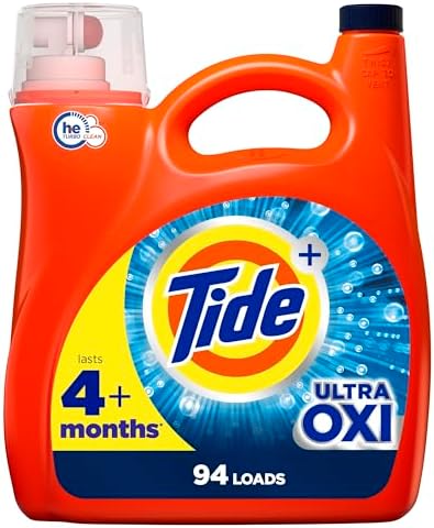 Tide Ultra Oxi Liquid Laundry Detergent Soap, HE Compatible, 94 Loads, 132 fl oz, Tide Laundry Detergent, Liquid Laundry Detergent