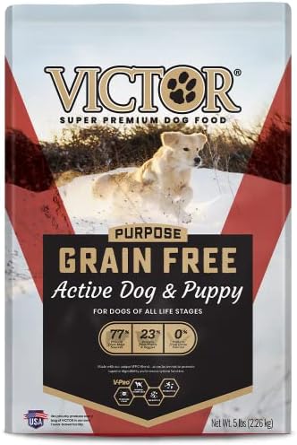 Victor Super Premium Dog Food – Grain Free Active Dog & Puppy – Dry Dog Food with 33% Protein, Gluten Free - for High Energy Dogs, 5lbs
