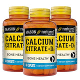 MASON NATURAL Calcium Citrate Plus Vitamin D3 - Strengthens Muscle Function, for Bone and Overall Health, 60 Caplets (Pack of 3)