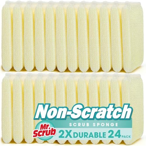 24 Pads All-Purpose Sponges Kitchen, Non Scratch Dish Sponge for Washing Dishes Cleaning Kitchen, Premium Kitchen Scrub Sponge and Scrubbers Cleaning Pads, Ideal for Kitchen, Bathroom, Mr. Scrub