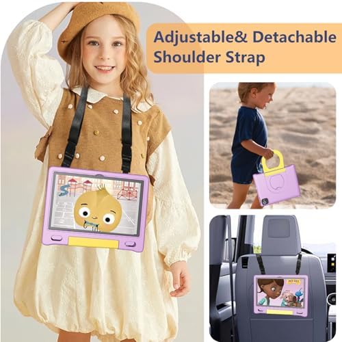Kids Tablet with Strap, Android 14 Tablet for Kids 10 inch , Toddler Tablet Octa-Core 64GB 1TB Expandable, Children's Tablet with Case, Bluetooth WiFi Parental Control Dual Camera, 12-hr battery