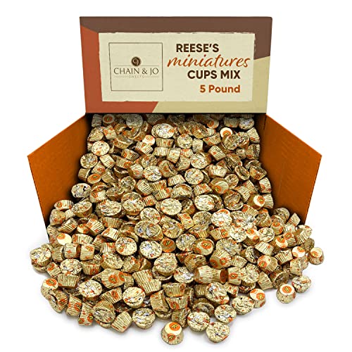 Miniatures Milk Chocolate and Peanut Butter Cups Candy 5 Pounds approx 250 pieces Gluten Free, Individually Wrapped, 5LB Bulk Party Pack