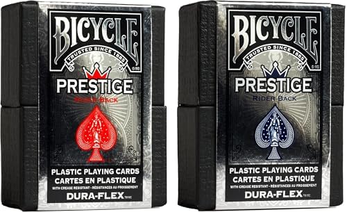 Bicycle Prestige Waterproof Plastic Playing Cards, Red and Blue 2 Pack