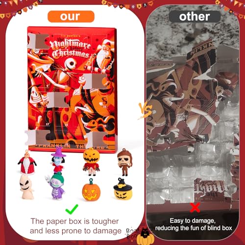 Halloween Advent Calendar 2024,Nightmare Before Christmas Advent Calendar,24 Days Halloween Countdown Calendar with 24 pcs Collectible Scary Halloween Doll Gifts for Kids and Adults