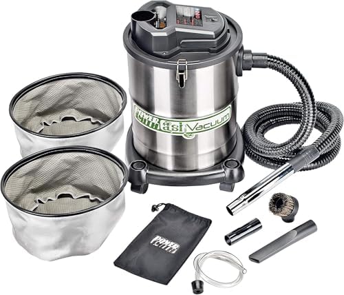 PowerSmith PAVC102 10 Amp 4 Gallon All-In-One Ash and Shop Vacuum/Blower with 10' Hose, Brush Nozzle, Pellet Stove , 16' Power Cord, 1 1/4" Adapter, and 2 Filters, Silver