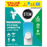 STEM Light Trap, Attracts and Traps Flying Insects, Emits Soft Blue Light, Starter Kit with 1 Light Trap and 2 Refills