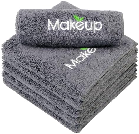Orighty Makeup Remover Wash Cloths - Super Soft & Quick Dry Microfiber Face Towel, Absorbent Washcloths for Cleansing, Fingertip Face Towels for Makeup Removal, 13 x 13 inch, Pack of 1, 6 Count, Grey