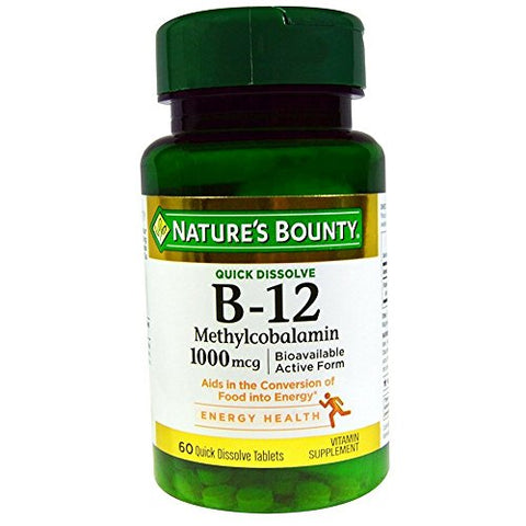 Nature's Bounty B-12 1000 mcg Microlozenges 60 ea (Pack of 2)