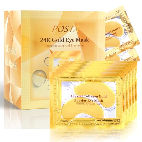 POSTA 24K Gold Eye Mask, 50 Pairs Eye Treatment Mask With Collagen, Under Eye Mask Treatment for Puffy Eyes, Dark Circles Corrector, Used for Eye Bags for Women and Men