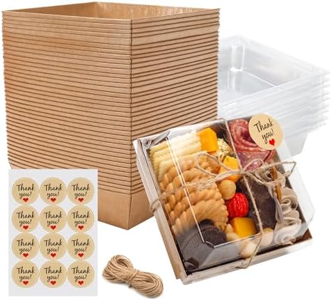 Charcuterie Boxes with Clear Lids Mini Bakery Boxes Disposable Treat Boxes to Go Small Food Containers for Dessert Cookie Sandwich Cake 5.3x4.9x2.5INCH(100 Pack, Brown)
