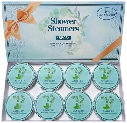 Shower Steamers Aromatherapy, Menthol & Eucalyptus Shower Bombs, 8 Packs Shower Tablets with Essential Oil for Home SPA & Self Care for Relaxation, Valentines Birthday Gifts for Women and Men
