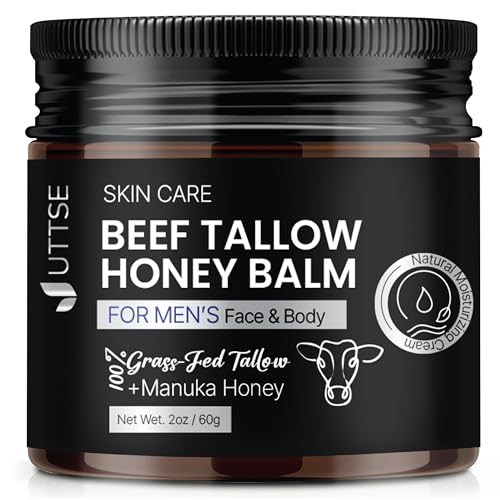 Beef Tallow Honey Balm for Skin:100% Grass-Fed Beef Tallow Moisturizer For Face and Body - Tallow Balm With Olive Oil Manuka Honey For Sensitive Dry Skin Repair 2 oz
