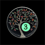 3 Year Sobriety Chip | Tree of Life AA Coin Token Medallion with Glow in The Dark Recovery Anniversary