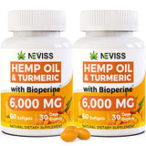 2 Pack Hēmp Oil Capsules with Turmeric - Organic Hēmp Softgels Pills with Turmeric Curcumin, Black Pepper - Vegan Omega 3 & 6 Supplement - Extra Strength & Absorption - Made in USA - 120 Softgels