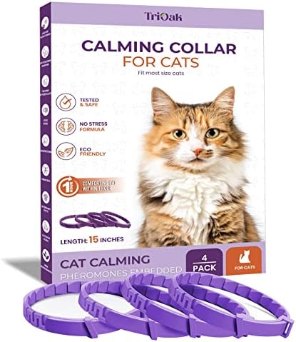 4 Pack Calming Collar for Cats, Cat Calming Collar, Calming Pheromone Collar for Cats, Cat Pheromone Collar, Cat Calming Collar for Anxiety, Efficient Relieve Anxiety Stress (Purple)