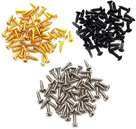 SAPHUE 3MM Screws Electric Guitar Bass Pickguard Screws Pick Guards150pcs Scratch Plate Mounting Screws Fender Strat ST Tele TL Stratocaster Telecaster Gibson LP Les Paul SG Guitar (Mixed Color)