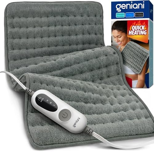 GENIANI Heating Pad for Back Pain & Cramps Relief, Auto Shut Off, Machine Washable, Moist Heat Pad for Neck & Shoulder 12’’×24’’