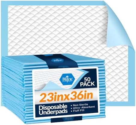 MED PRIDE Disposable Underpads 23'' X 36'' Incontinence Pads, Chux, Bed Covers, Puppy Training | Thick, Super Absorbent Protection for Kids, Adults, Elderly | Liquid, Urine, Accidents (150)